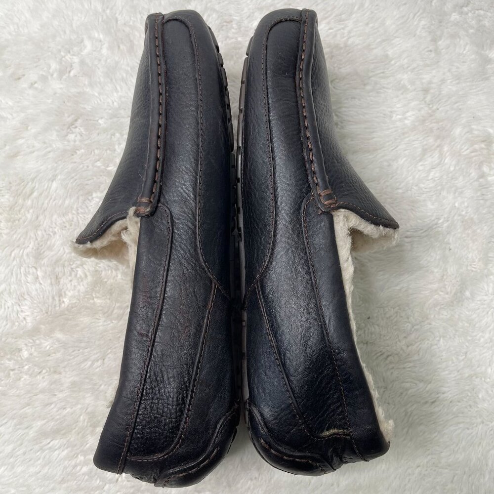 UGG #5379 Men's Black Ascot Leather Slipper Moccasins Shoes Size 12 - Picture 3 of 12